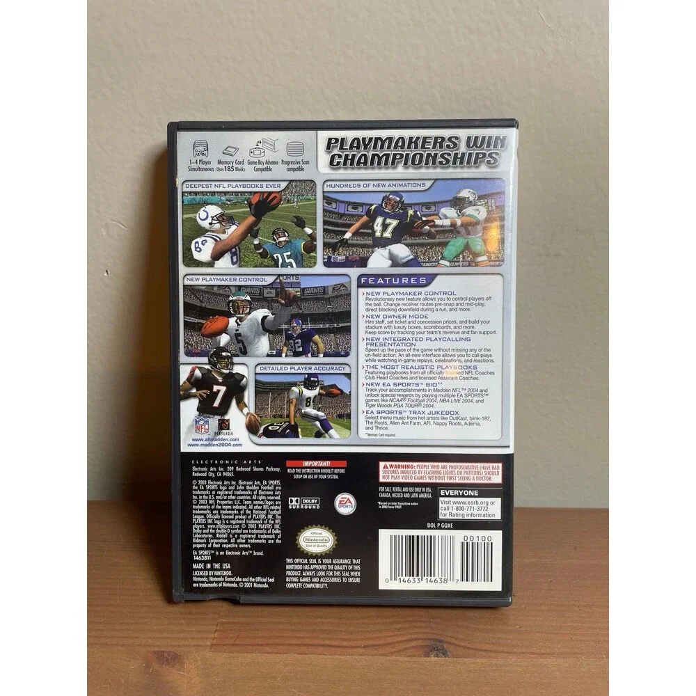 EA SPORTS Madden NFL 2004 Nintendo GameCube Game E NTSC-U/C Manual Included